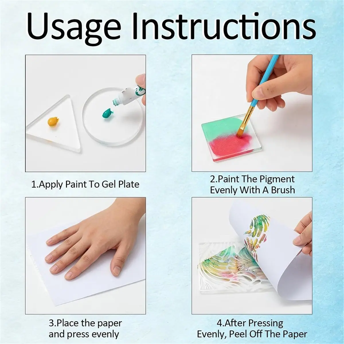 

Reusable Gel Printmaking Kit with 3 Types of 2.95-Inch Gel Print Brush Templates and Wooden Frame