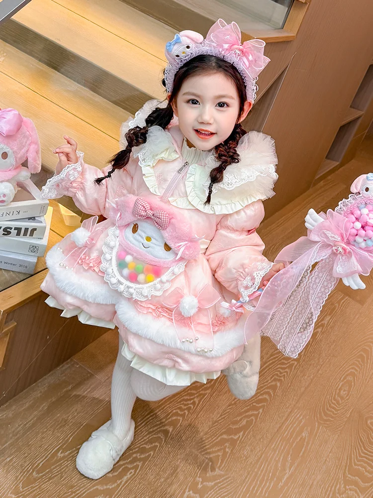 Płaszcz puchowy dla dziewczynek Princ Sle down Jaet, modny płaszcz średniej długości, ciepły, uroczy płaszcz Princ Wind Coat