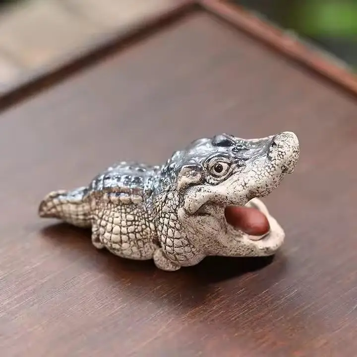 1 Uds Boutique té mascota pequeño té de cocodrilo adorno para mascotas hecho a mano ceremonia del té juego de té mesa de té financiera regalo