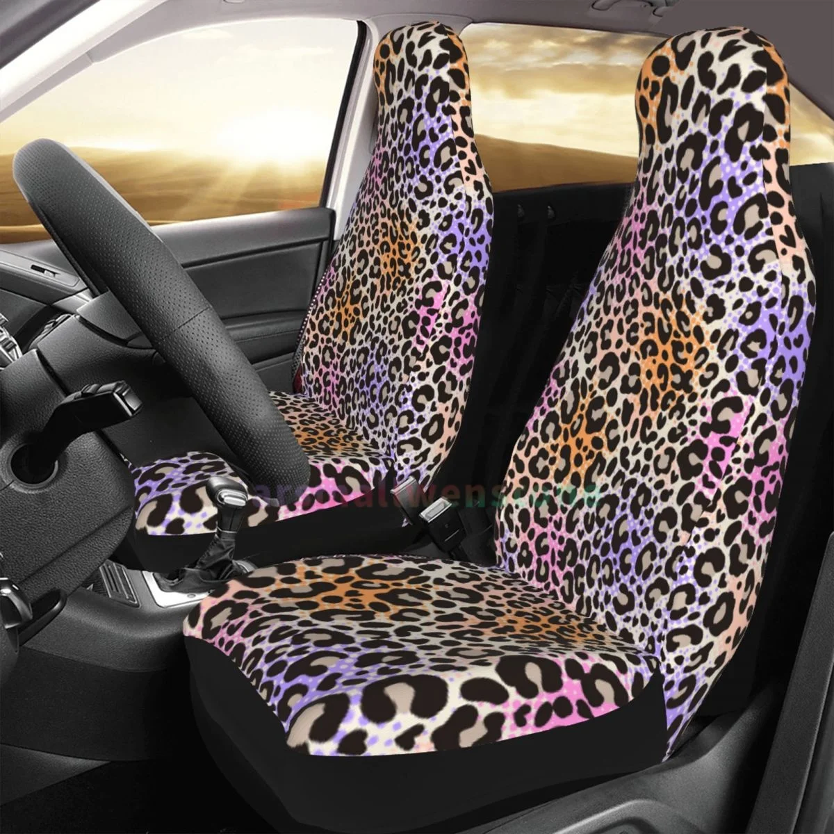 Leopard 2PCS Car Seat Cover Seat Cover Anti Fouling and Convenient Protective Cover Unique Style