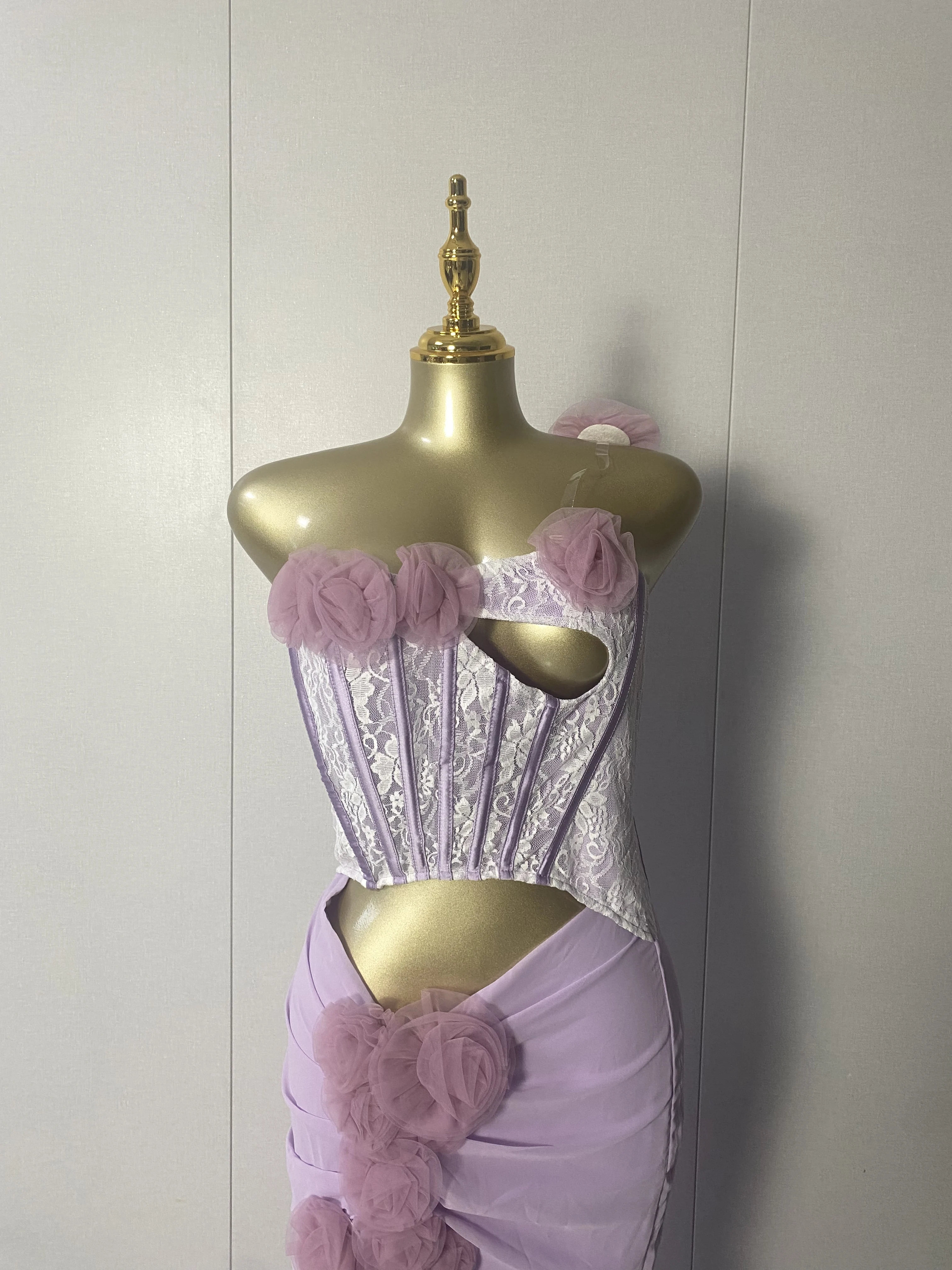 New Women Sexy Strapless Cut Out Flowers Mesh Purple Loose Dress 2026 Elegant Evening Club Luxury Birthday Party Dresses