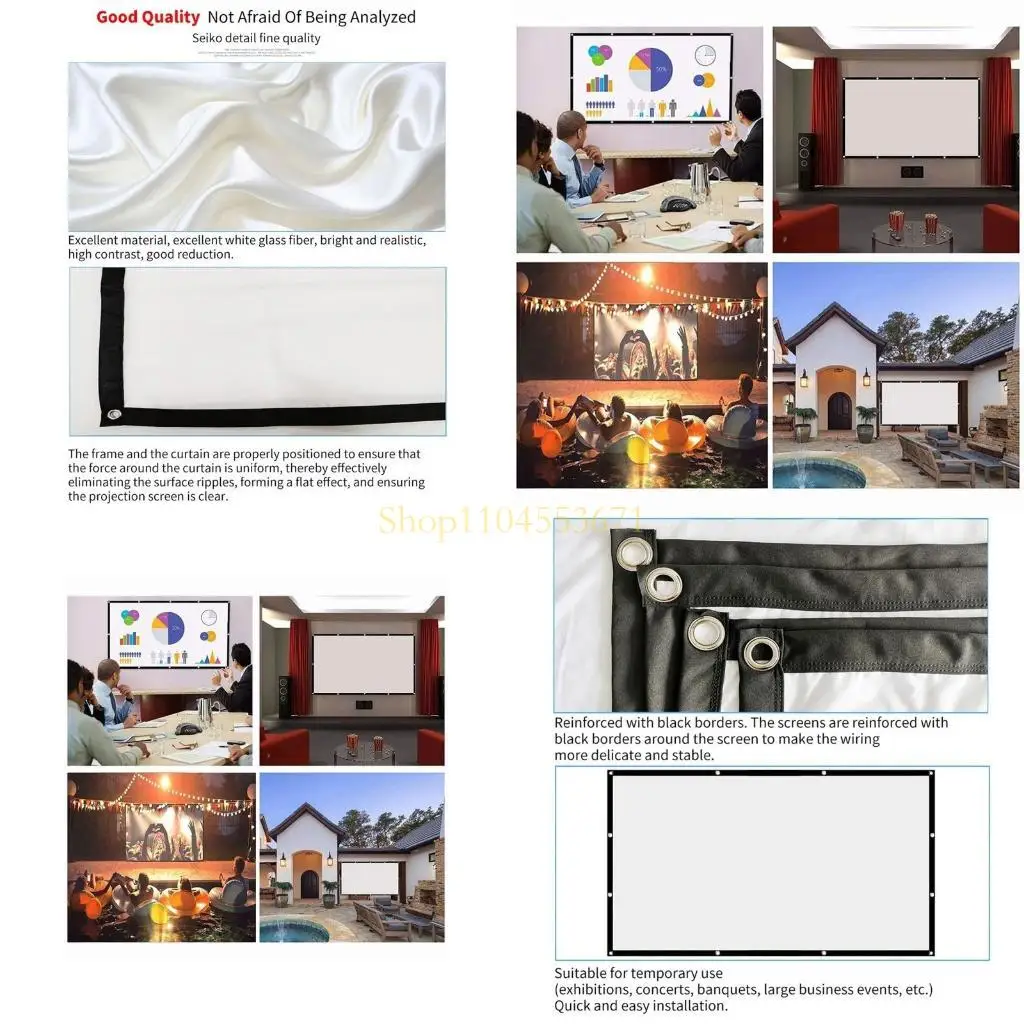 ベストセラー折りたたみ式プロジェクタースクリーン投影映画スクリーン-150-インチサポート両面投影ホームシアター屋外