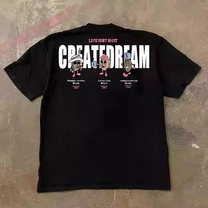 

American Heavy Cotton Short-sleeved T-shirt for Young Men and Women, Summer Ins Trendy Brand Street Loose Bottoming Top