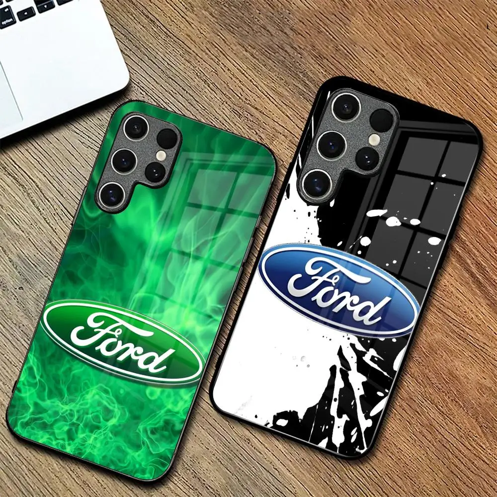 F-Ford Logo MAISTO Mouse Pad Glass Phone Case For Samsung Galaxy A15 A25 A35 A55 A14 A54 A13 A33 A53 A51 A05 A04