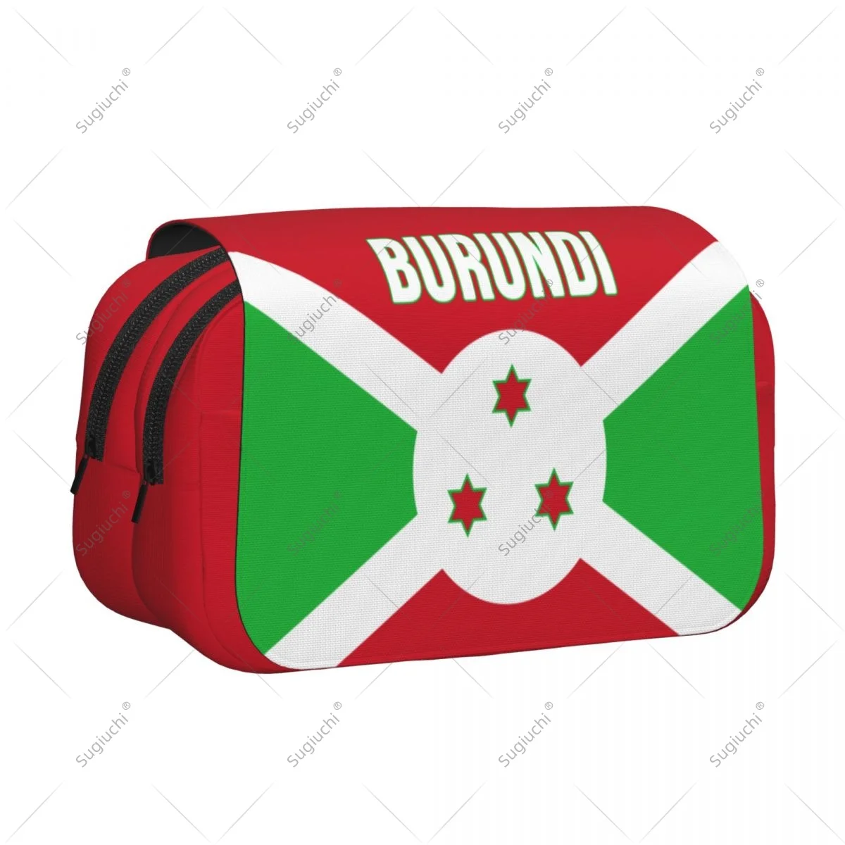 

Pencil Case Scissors Bags 3D Burundi Flag Double-layer Oxford Cloth Stationery Storage Pen Box Case