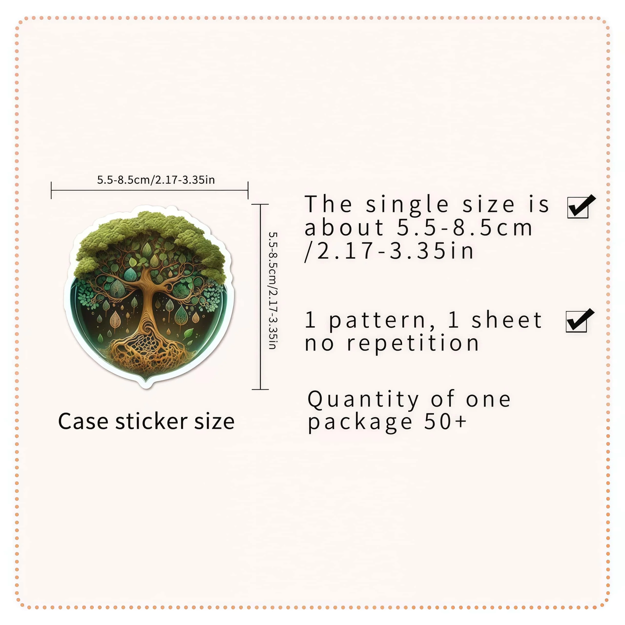 50Pcs Vintage Tree of Life Stickers, Celtic Pattern Round Nature Art Decals for Laptop Water Bottle Journal DIY Decor