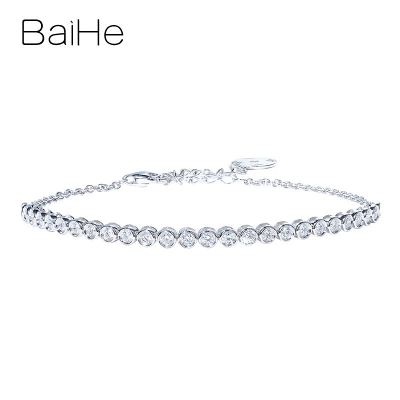 

BAIHE Solid 18K White Gold SI/H 0.70ct Natural Diamond Bracelet Women Wedding Trendy Fine Jewelry Pulsera de diamantes 다이아몬드 팔찌