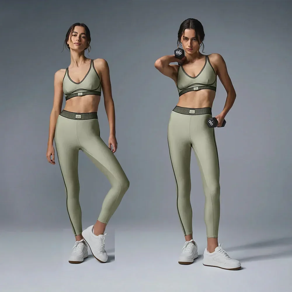 AL Yoga Airlift High-Waist 7/8 Line Up Legging Bra Women's Suit Slim Tight Pants Smooth Comfortable Gathering Top Sports Suit