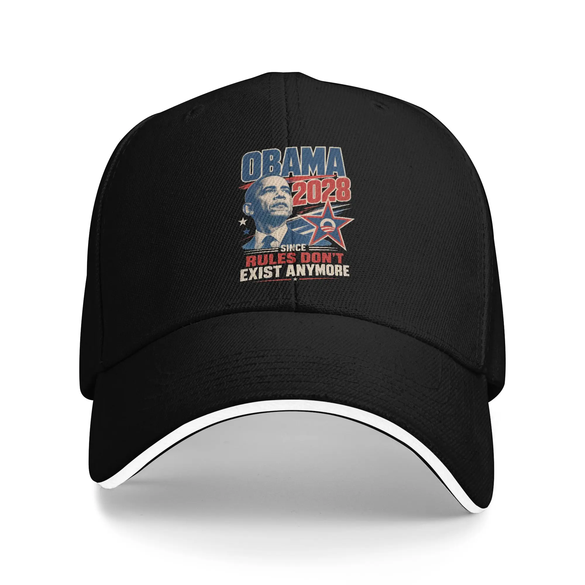 Obama 2028 Since Rules Don't Exist Anymore Sandwich Cap Unisex Fashion Baseball Satire High Quality Sports All seasons Hat Adult