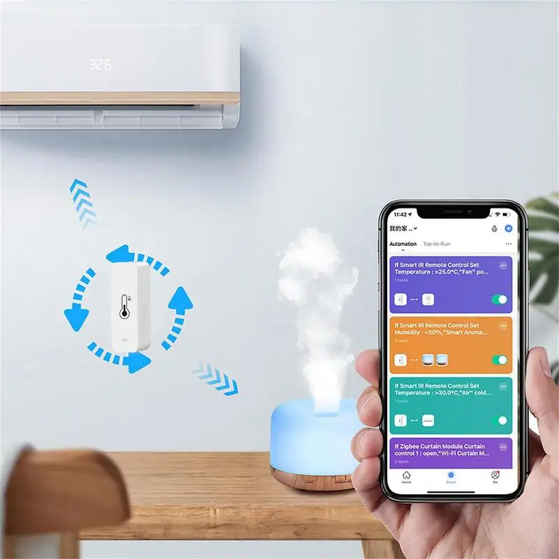 WiFi Smart Temperature And Humidity Sensor With App Notification Alert Intelligent Linkage Function For Home Greenhouse