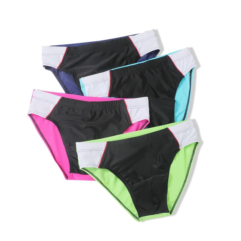 New men's color matching ront and rear different colors men's casual swimming trunks boys elastic inner tether briefs D104