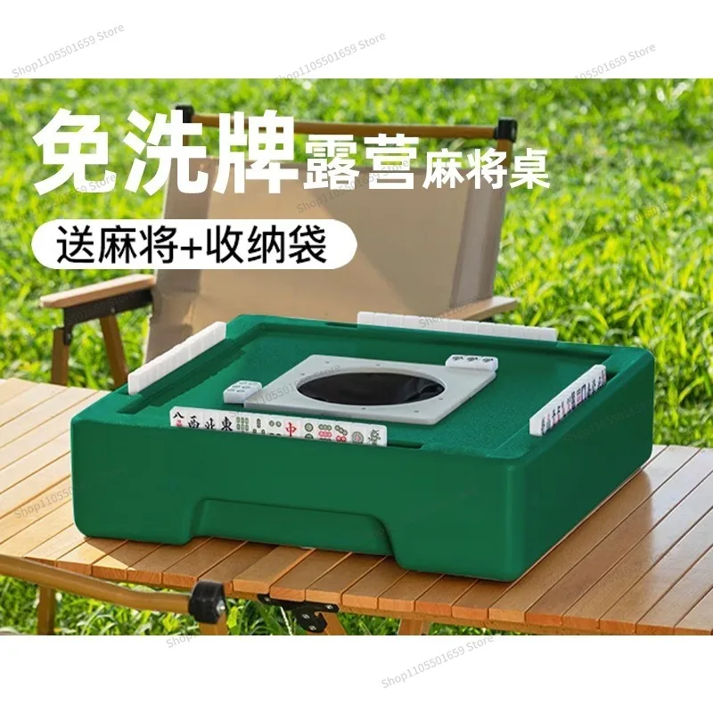 For Mini Mahjong Blind Powered Portable Mini Mahjong Machine Camping Outdoor Mahjong Table Folding Leave-in