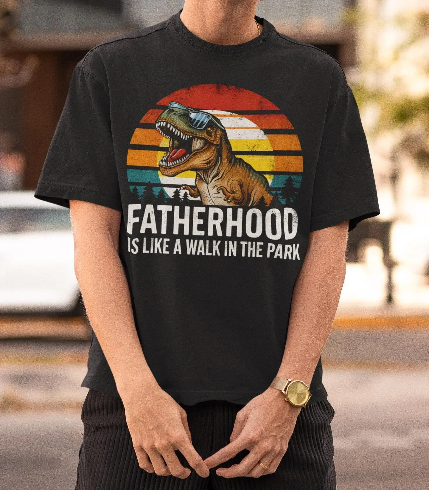 

Fatherhood Is Like A Walk In The Park T Shirt new dad gift tee for to be