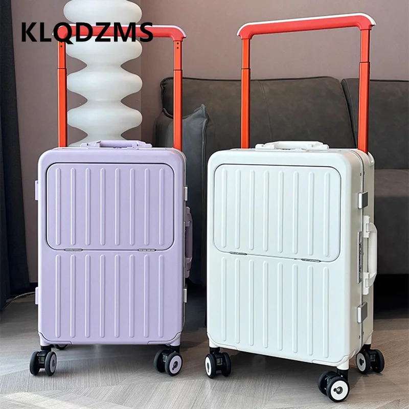 KLQDZMS 20 "24 بوصة المتداول حقيبة USB شحن متعددة الوظائف حقيبة تروللي بعجلات الجبهة افتتاح الصعود صندوق ABS + الكمبيوتر المحمول الأمتعة #6