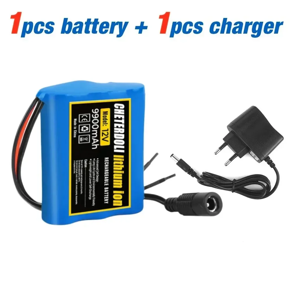 100% New 3S1P Protection Plate12V 9.9Ah Battery Pack 12V 9900mAh 18650 Lithium ion DC 12.6V Super Rechargeable Battery + Charger