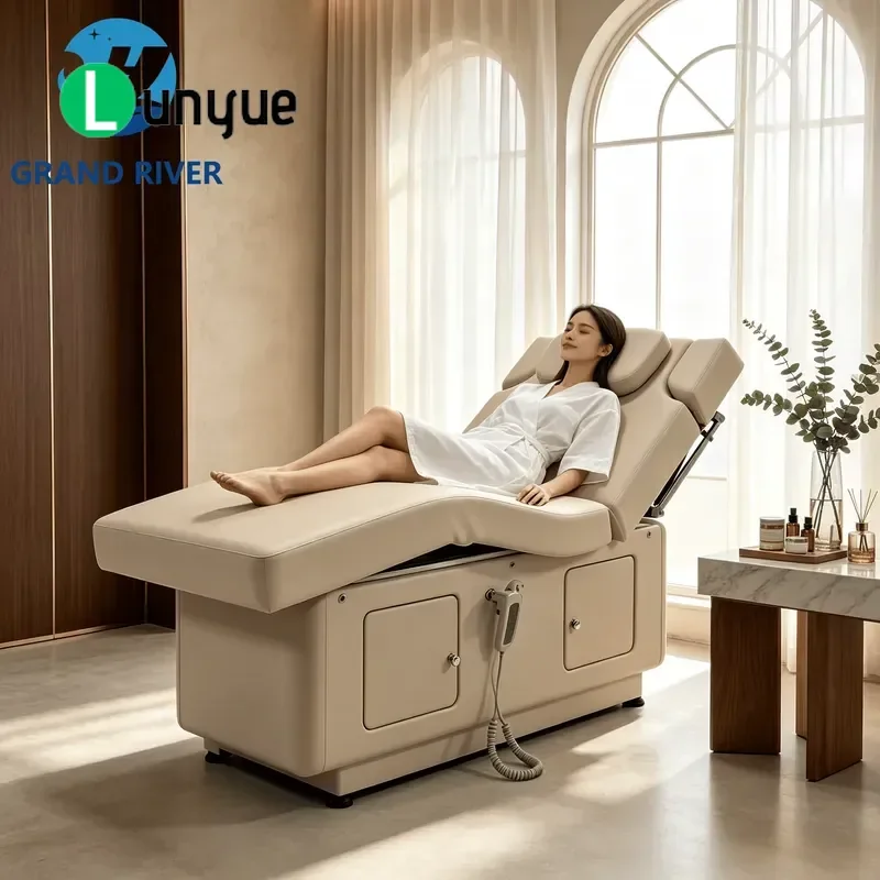 Electric Massage Bed 2 Motor Adjustable Heating Facial Spa Eyelash Beauty Treatment Table for Home Use Intelligent