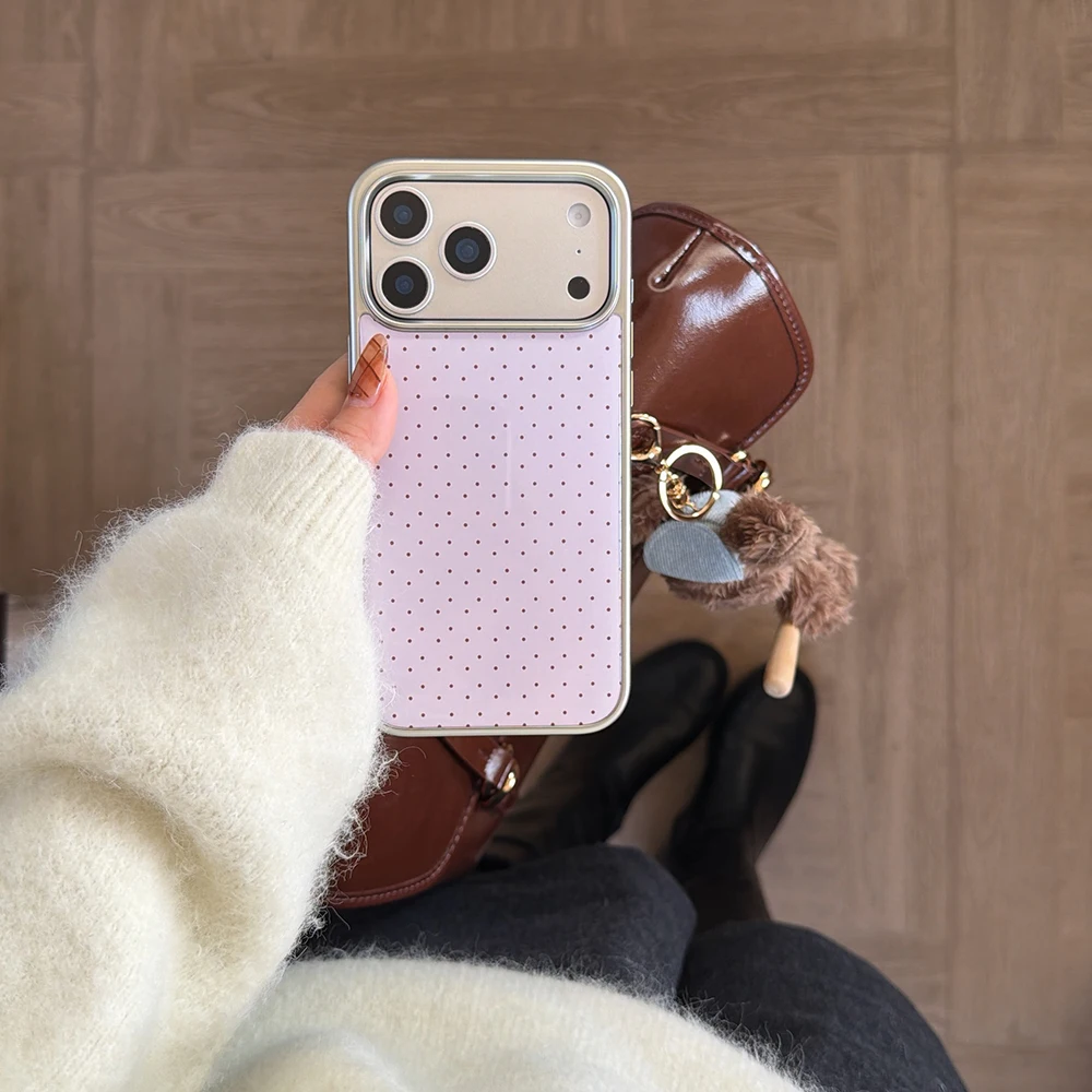 Koreanische INS Polka-Dot-Muster, galvanisierte Silber-Handyhülle für iPhone 17 Promax 18 13 14 15 16 Pro Max, stoßfeste Schutzhülle Funda – Detail 18
