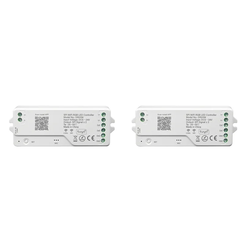 A88E-2X SPI Wifi RGB LED Controller DR03W Tuya Wifi LED Controller For WS2811 WS2812B WS2815 Addressable RGB LED Strip Work