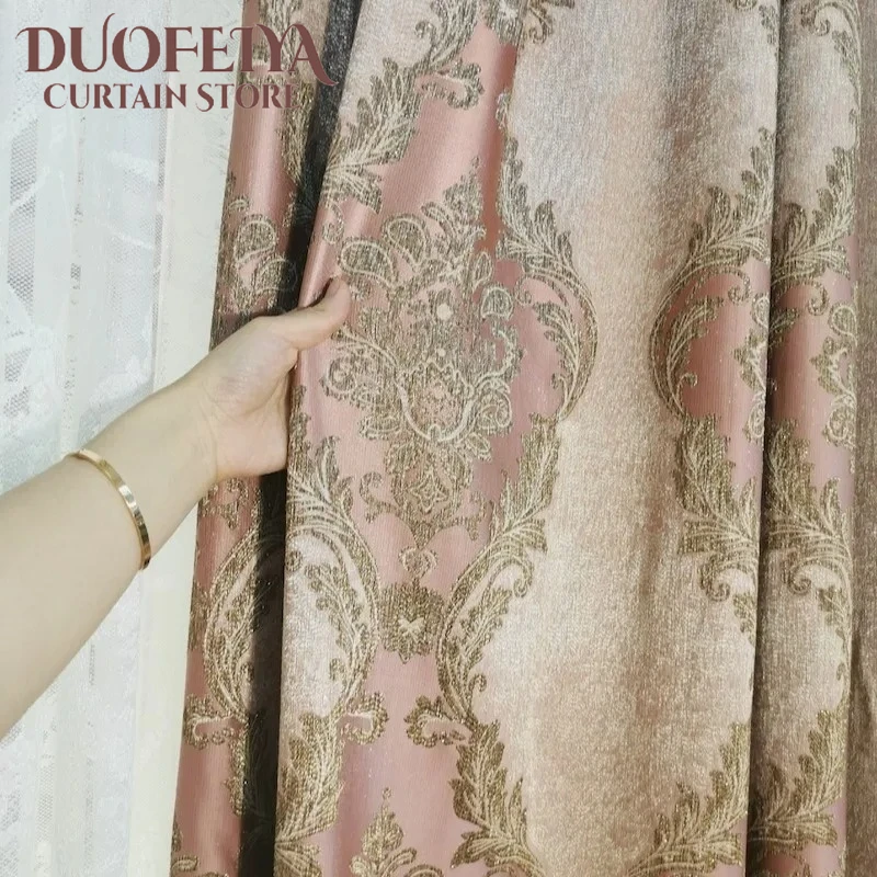 

High-precision Gold Wire Jacquard Blue European-style Luxury Fashion High-level Shading Curtains for Living Room Bedroom Dining