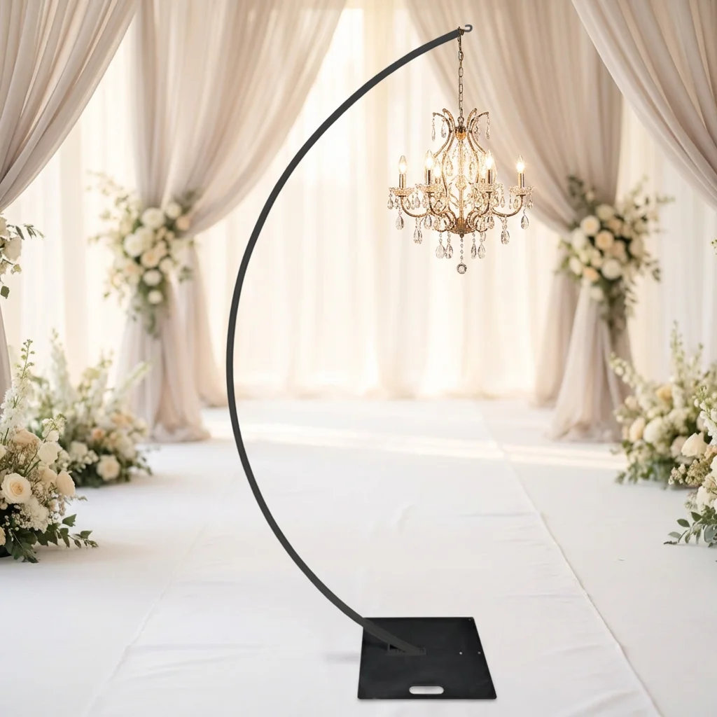 &c High Quality Aluminum Alloy Metal Chandelier Frame Black Backdrop Arch Stand for Wedding Party Event Background Decor