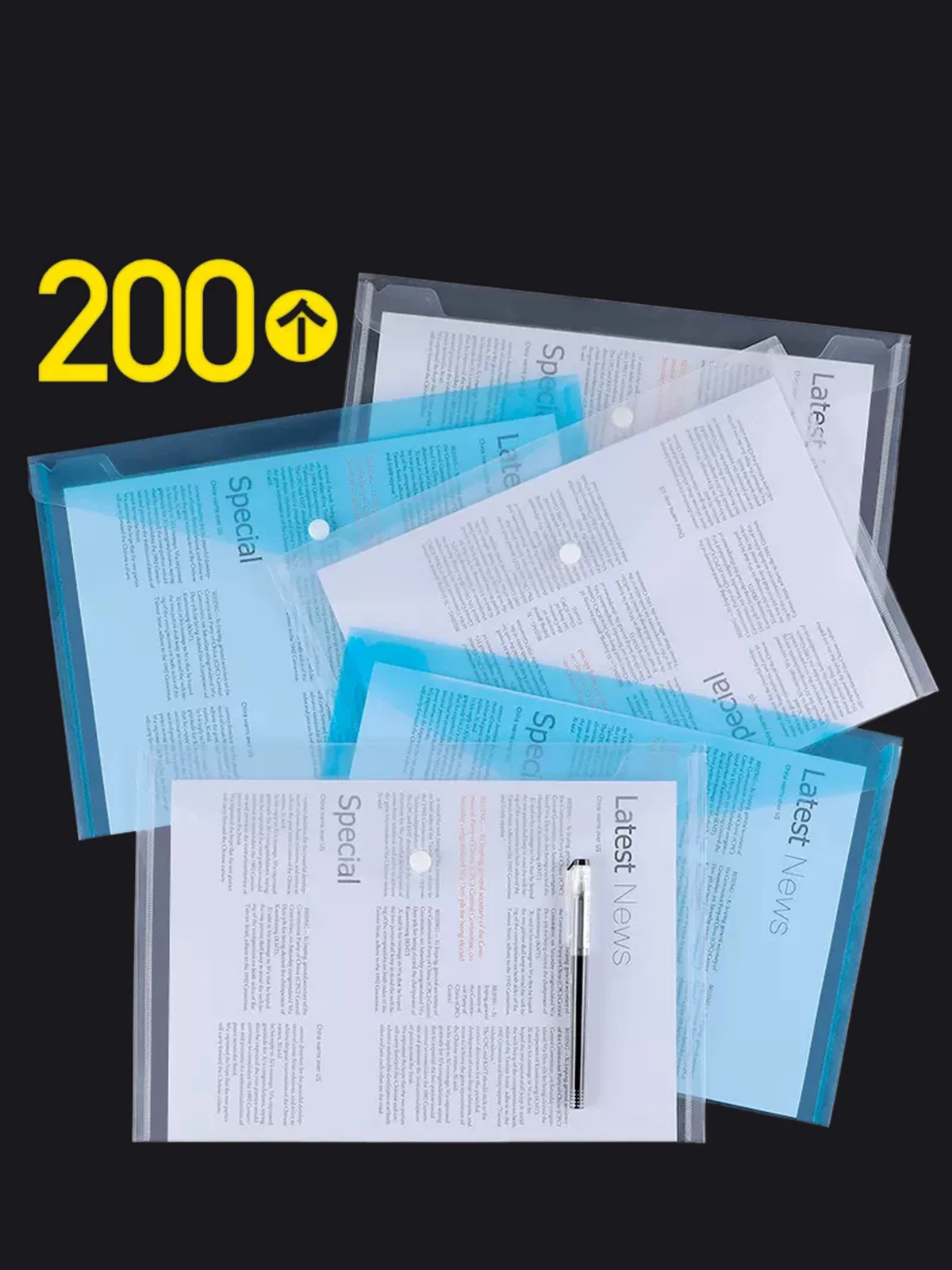 Transparent plastic file bag, information bag, button type thickened folder, student label classification test paper bag