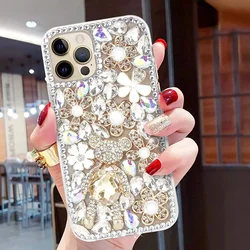 Luxury Cute Bear Diamond Rhinestone Phone Case Bling Glitter Cover for iPhone 16 15 14 13 12 11 Pro 17 Air Gift for Women
