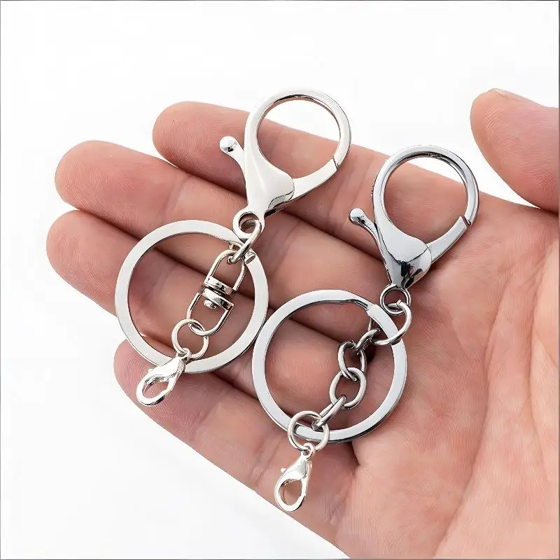 10Pcs Durable Metal Keychain Clips With Swivel Lobster Claw And Key Ring Perfect For DIY Crafts Jewelry Making Bag Charms