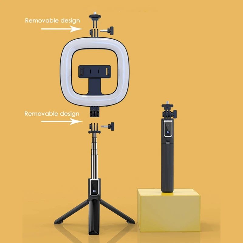 取り外し可能なリモコン付きの拡張可能なライトリング,vlogおよびスマートフォン用の自撮り棒,6インチ