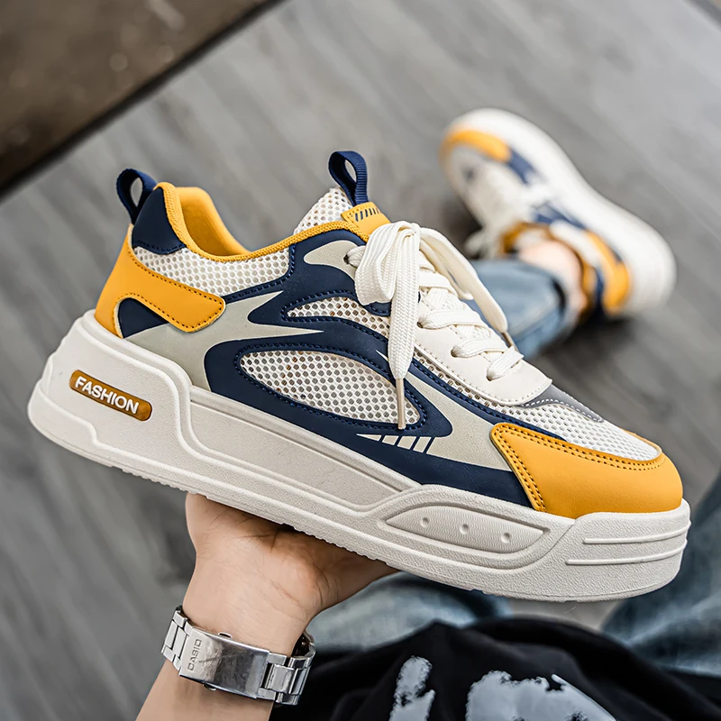 2026 Summer Fashion Personalized Board Shoes Popular Versatile Men's Shoes Mesh Thick Soled Sports and Leisure Shoes