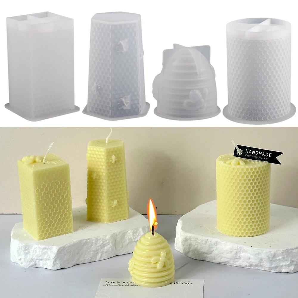 Biene Waben Silikonform für DIY Duftkerze Seife Herstellung Wachsform Gips Harz Handwerk Formen Zubehör Home Art Dekoration