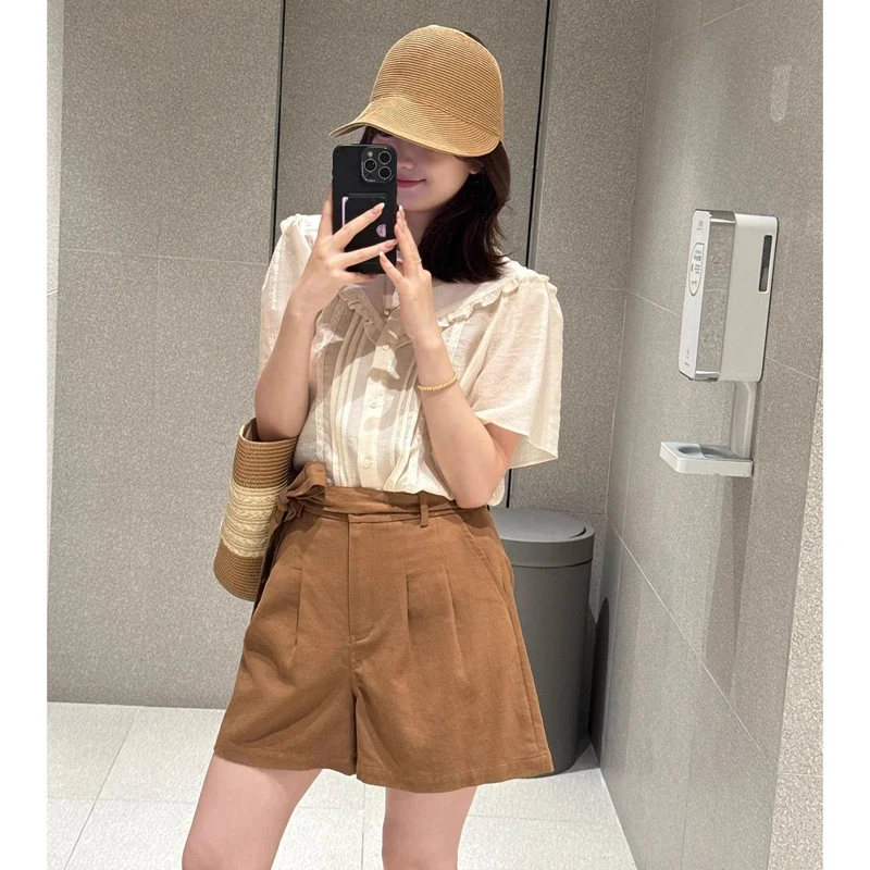 

MICOAT Faionable Versatile High Waist Belted A-Line Wide Leg Commute Casual orts Women 2 Colors Summer 2025