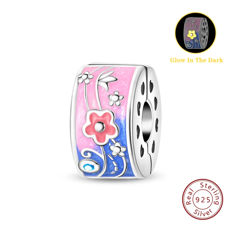 

New 925 Sterling Silver Charms Fit Original Bracelet Necklace DIY Luminous Garden Safety Snap Beads For Women Birthday Jewelry