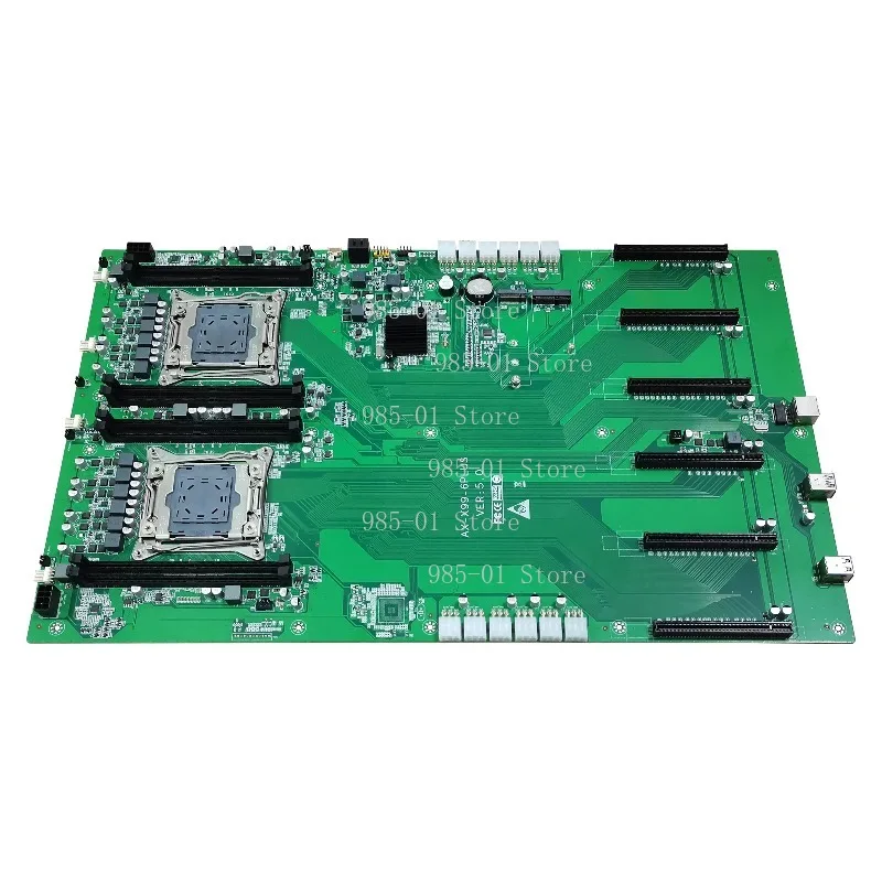 Dual LGA2011-3 X99 Board, 6 Direct-Insert PCIe Slots, DDR4 ECC, for AI Computing Rendering
