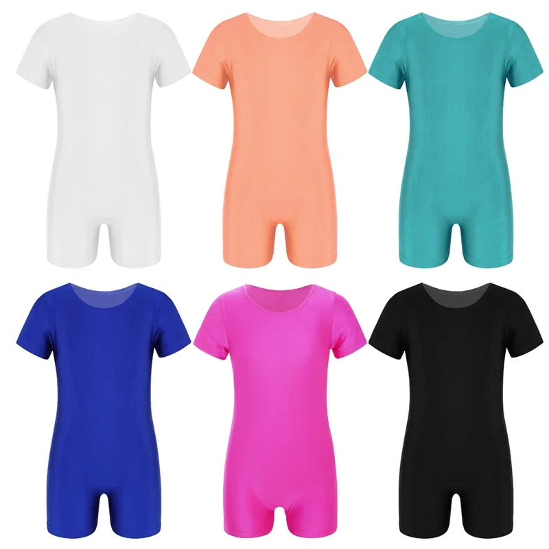 SN55Dance Leotards for Girls Boys Gymnastics Kids Children Short Sleeves Biketard Dance Unitards Ballet Dance Costume Practi$@1w