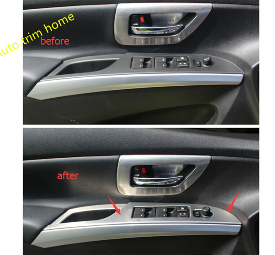 ABS Armrest Window Glass Lift Switch Control Panel Cover Trim For Suzuki Sx4 s-cross 2014 - 2022 Accessories  Carbon Fiber Look