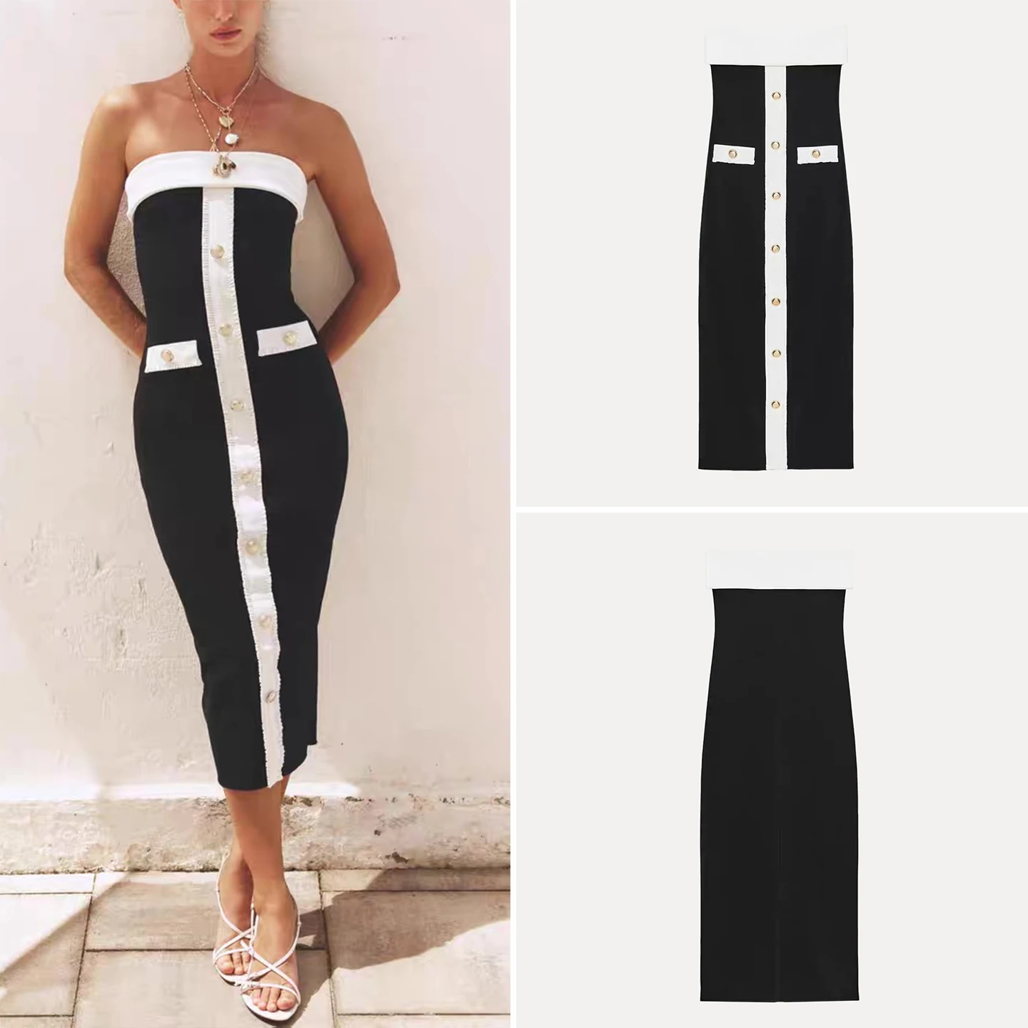Ele a Elastic Strapl Dr Faionable Women's Sle خريف 2025 Z 558426 ملابس يومية للسيدات مواد أخرى