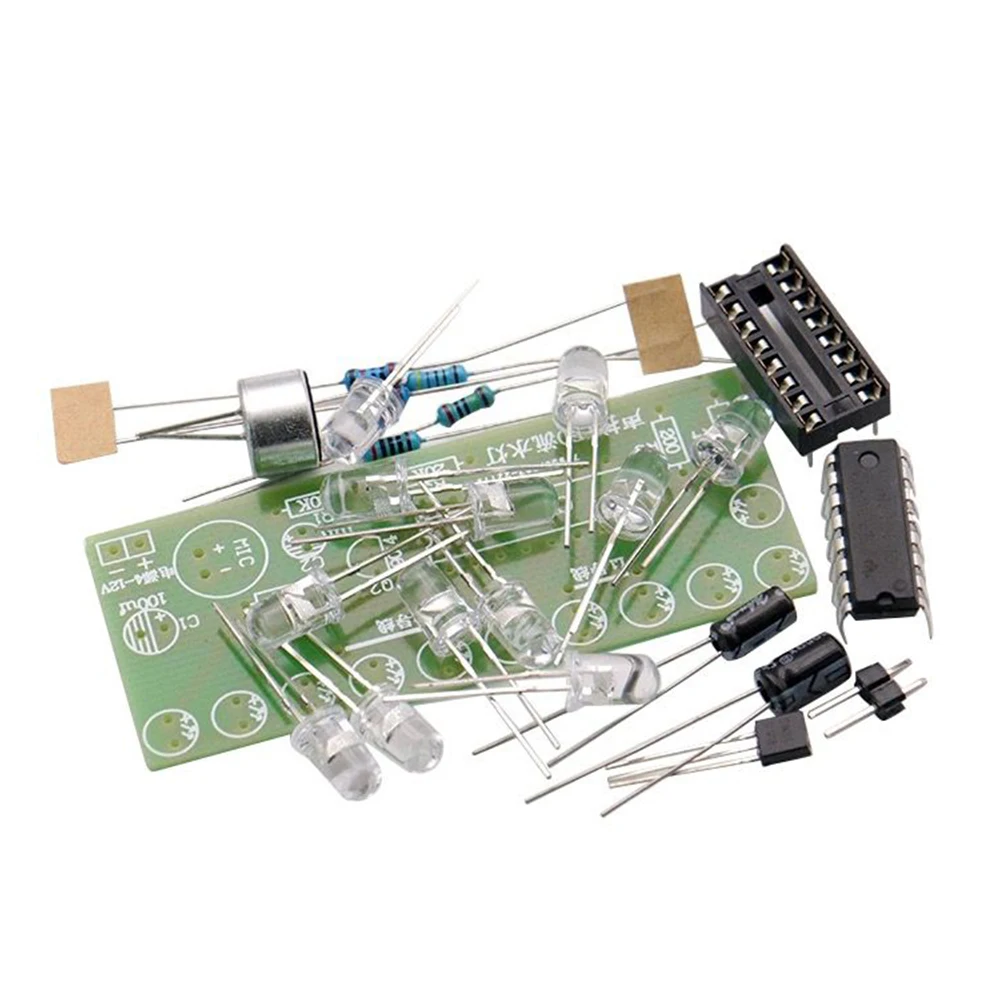 مجموعة إضاءة المياه LED المنشط بالصوت CD4017 LED وحدة لتقوم بها بنفسك عدة وحدة التدريب على الإنتاج الإلكتروني الممتع #2