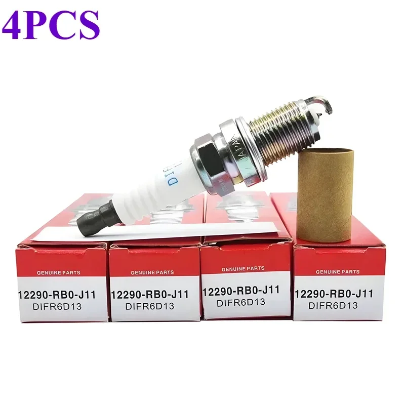 4pcs 12290-RB0-J11 DIFR6D13 Dual Iridium Spark Plugs For Honda CRZ 2012 2013 2014 2016 L4 1.5L 12290RB0J11 DIFR6D 13