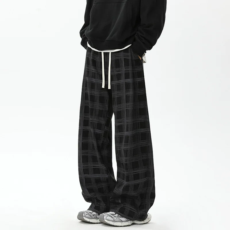 

【Mirrordust】Осенние американские вельветовые клетчатые брюки больших размеров в японском стиле, свободные уличные повседневные длинные брюки для мужчин M-5X