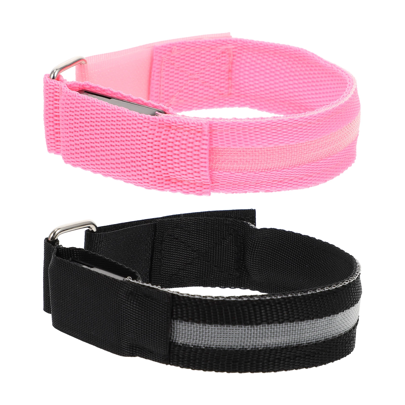 

2 Pcs Fluorescent Armband LED Light Glowing Bracelet Luminous Elastic Reflective Nylon Webbing Night Running Safety Wristband