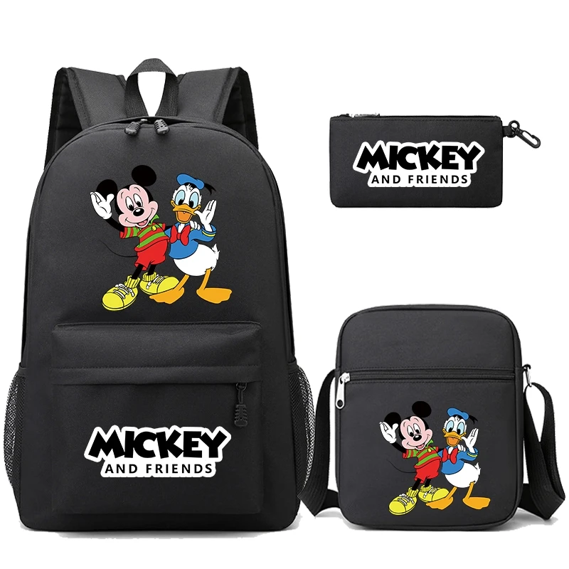 

3Pcs/set Disney Minnie Mickey Friend Donald Duck Printed Backpack with Shoulder Bag Pencil Case for Boy Girl Bookbag Rucksack