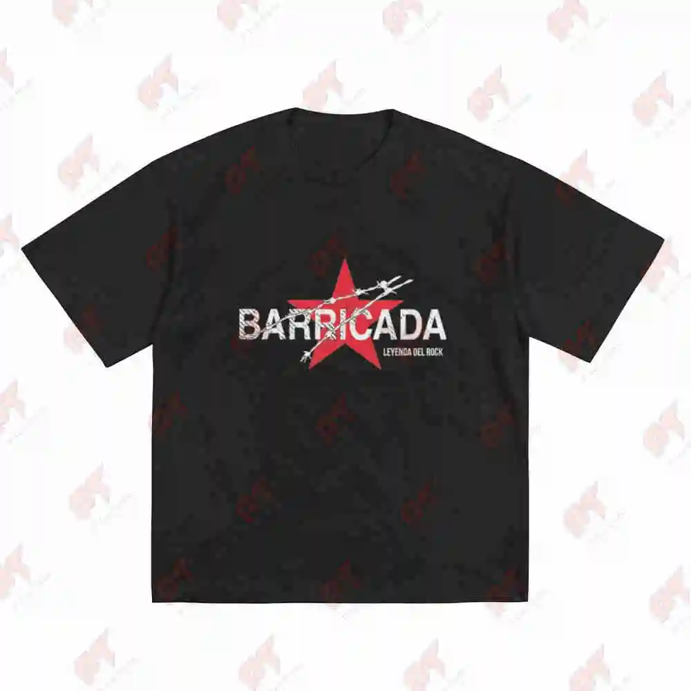 Barricada Distressed White Red Punk Lyric Short Sleeve Tee 100% Cotton T-Shirt