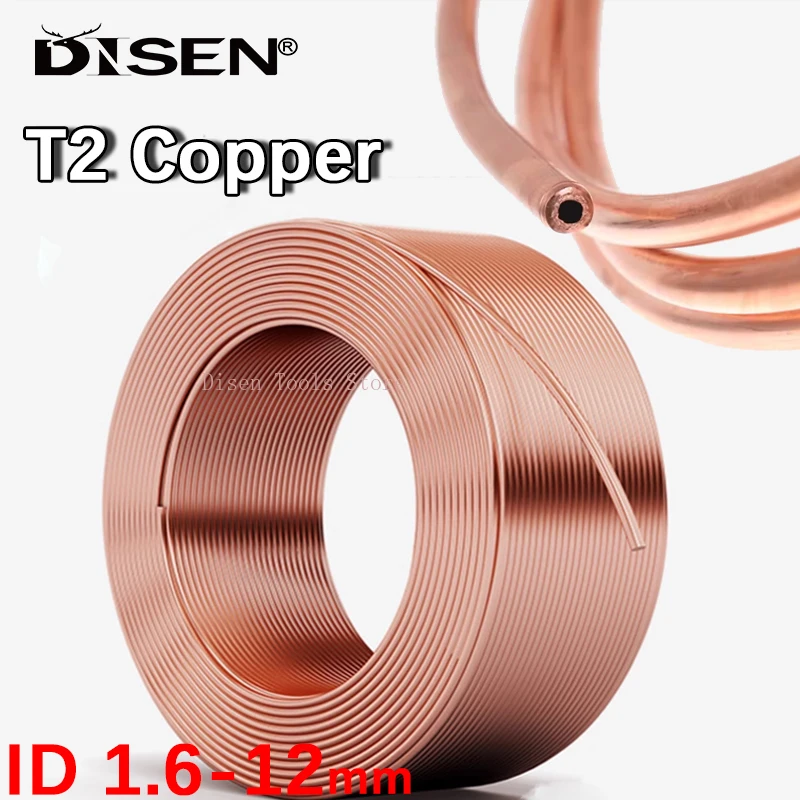 T2 Purple Copper Coil Tube Capillary Copper Pipe Pure Soft Air Conditioning Copper Tube OD 1.6-12mm