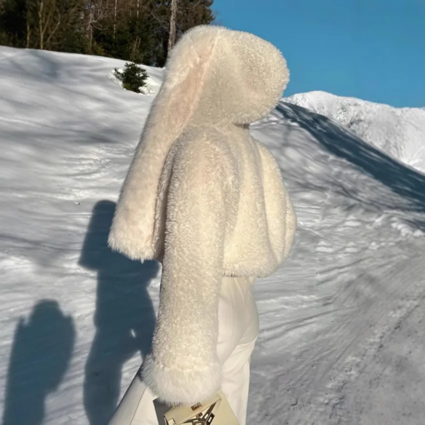 الشتاء امرأة فو فرو المنك معطف مقنع الفتيات حار لينة تقليد الثعلب الفراء أفخم سميكة سترة قصيرة سترة يتدفقون سترة القمم