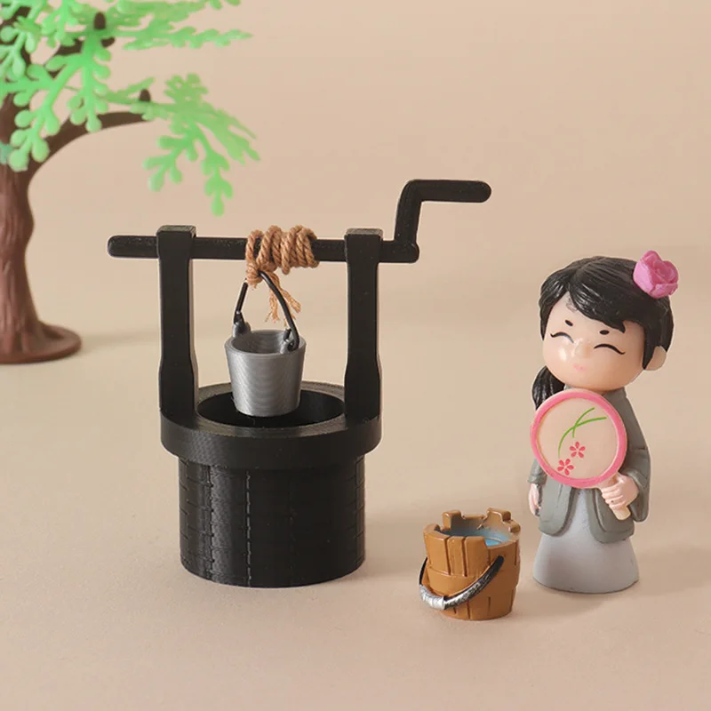 

1:12 Scale Dollhouse Miniature Ancient Well Model, Chinese Style Water Well Scene Prop, Pretend Play Accessory & Diorama Decor