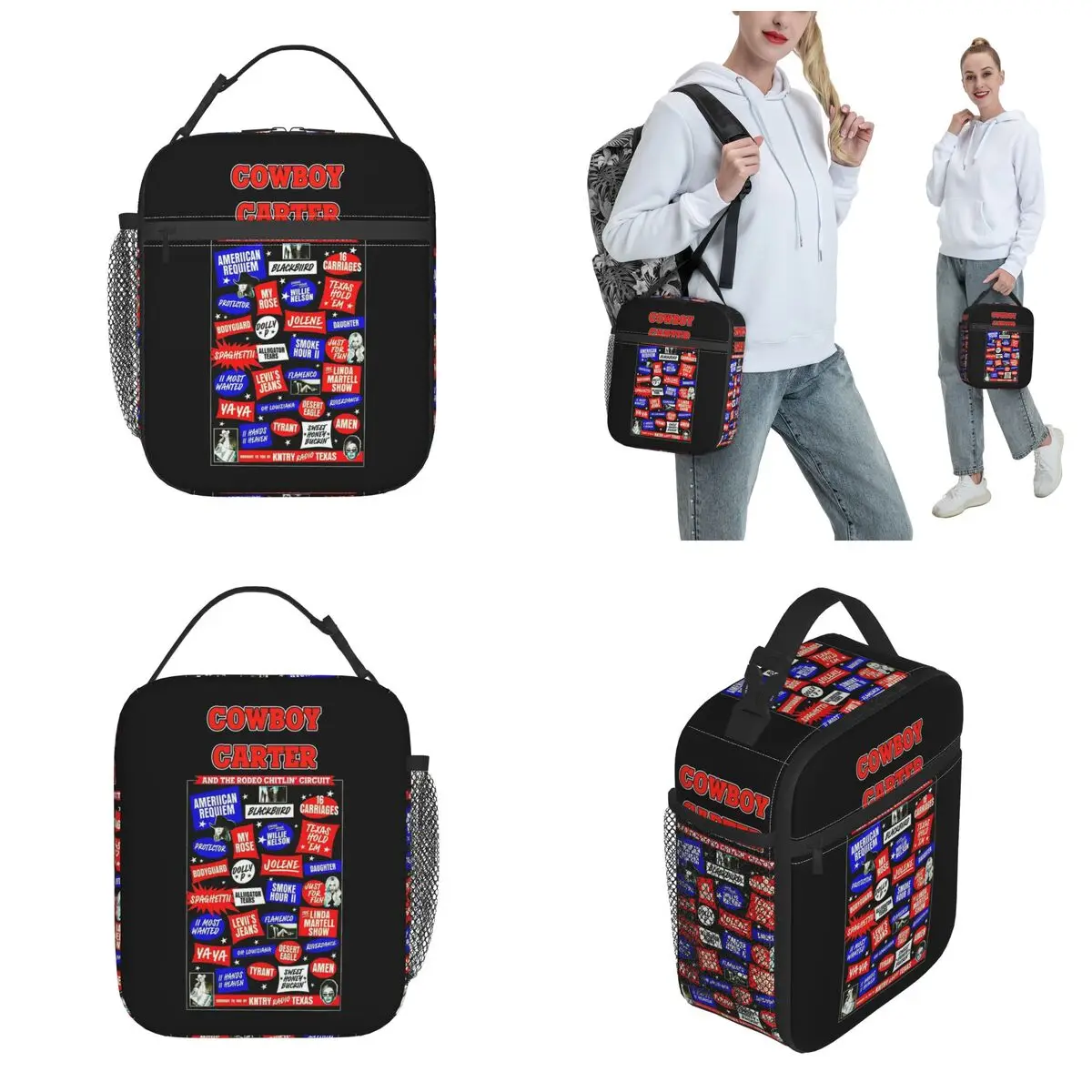 Cowboy Carter Queen Music Tour 2024 Insulated Lunch Bag Food Bag Portable Cooler Thermal Lunch Box For Picnic