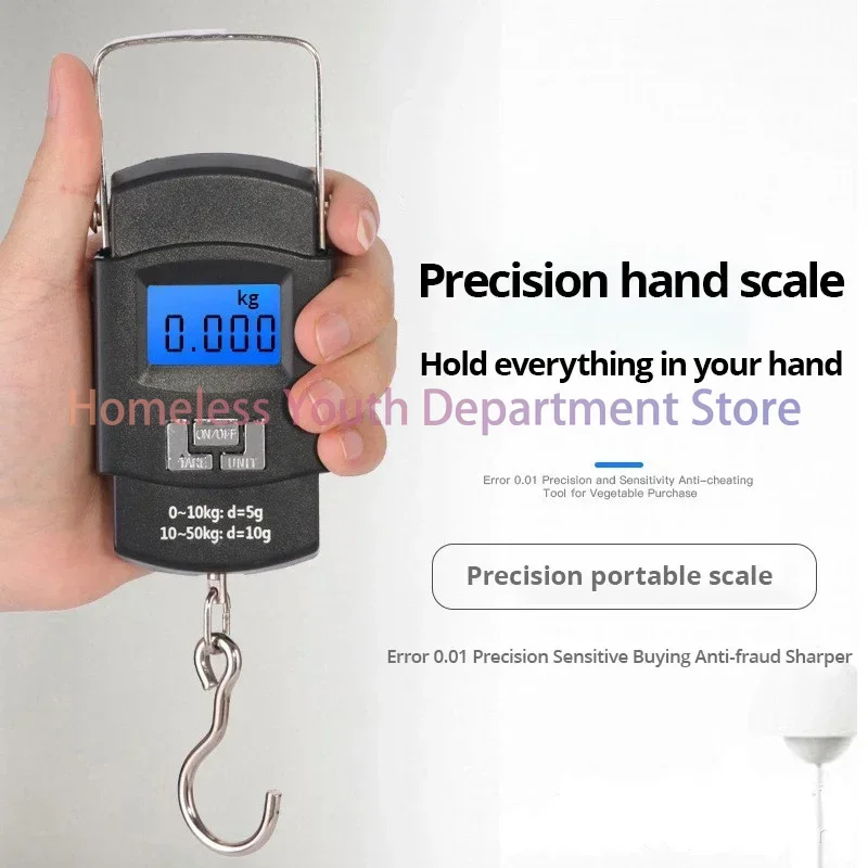 50kg Portable Electronic Portable Luggage Scale LCD Digital Display Screen Express Delivery Scale Hook Balanced Digital Scale