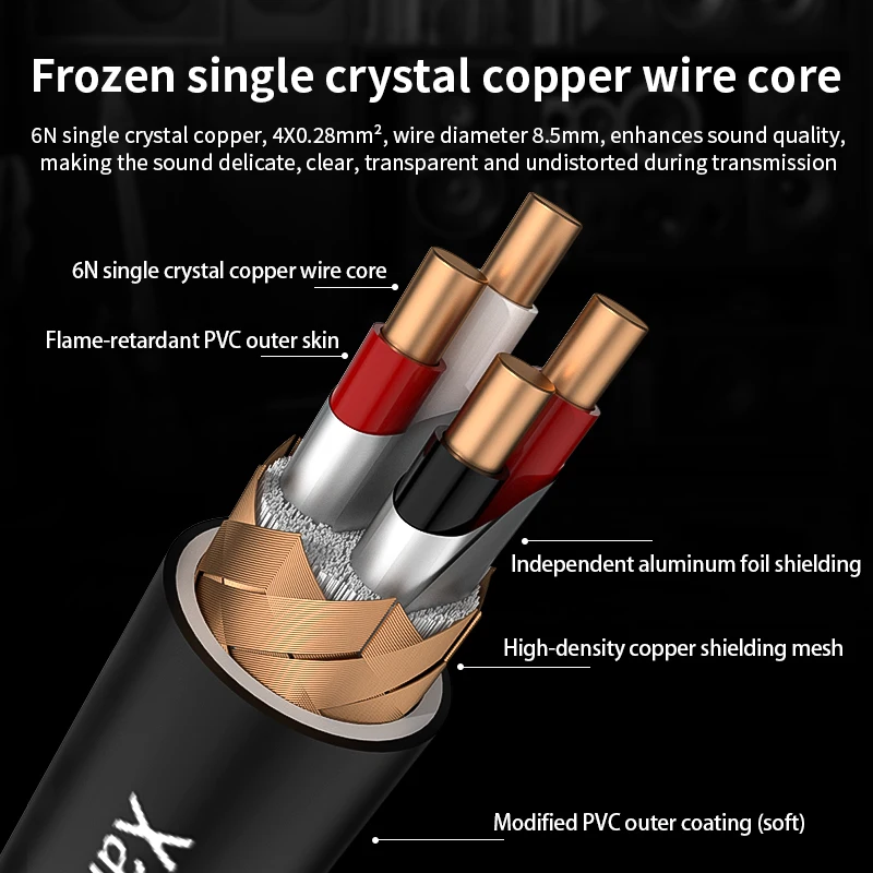 Xangsane 3300 6N Frozen Single Crystal Copper Lotus Plug RCA Cable RCA Audio Cable RCA Gold-Plated Audio Cable