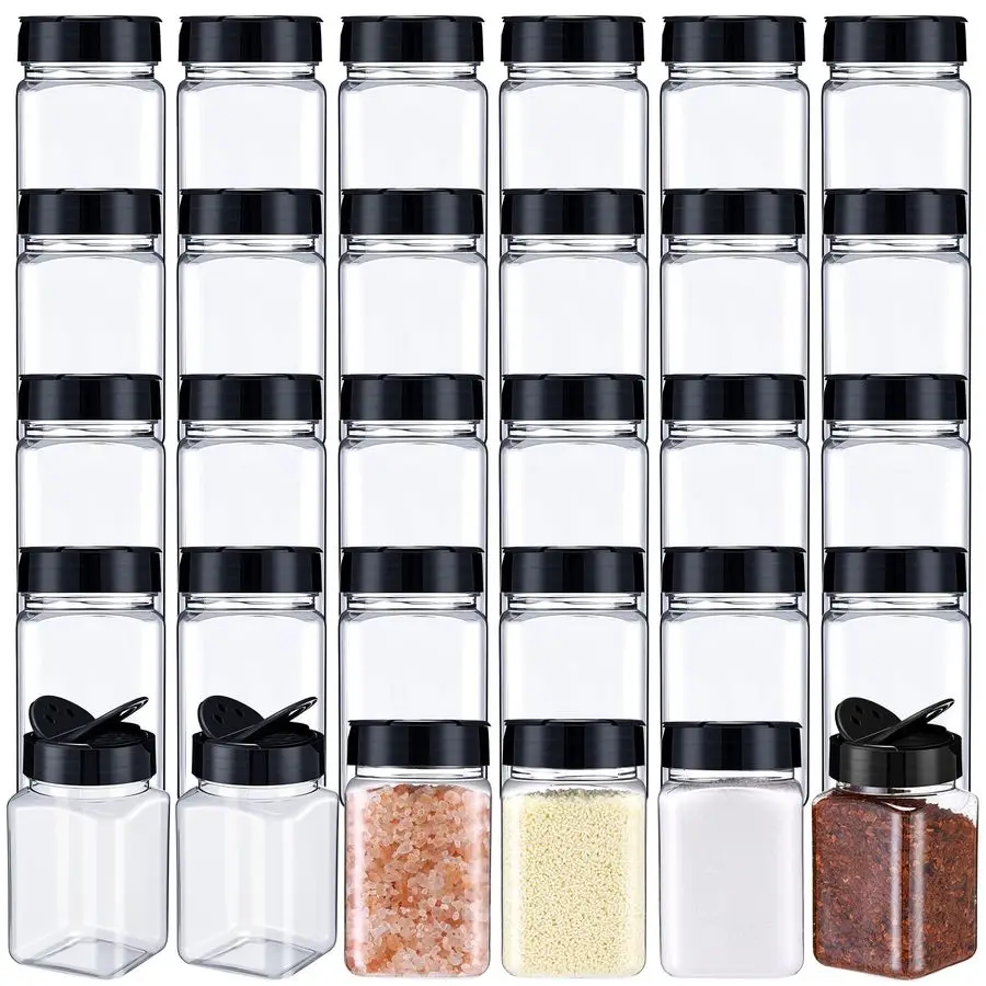 

Набор из 30 пластиковых баночек для специй с крышками-шейкерами, прозрачные контейнеры для приправ, бутылочки для хранения специй, трав и приправ на кухне
