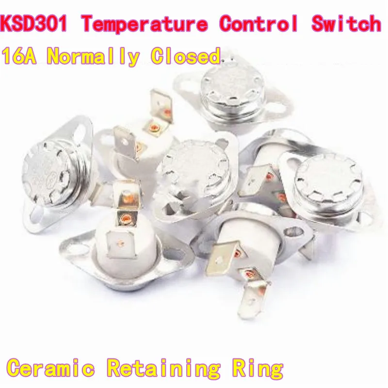 

10PCS KSD9700 Ceramic Perforated Temperature Control Switch 40℃-50℃~150℃ NC Normally Closed 10A 250V Thermostat